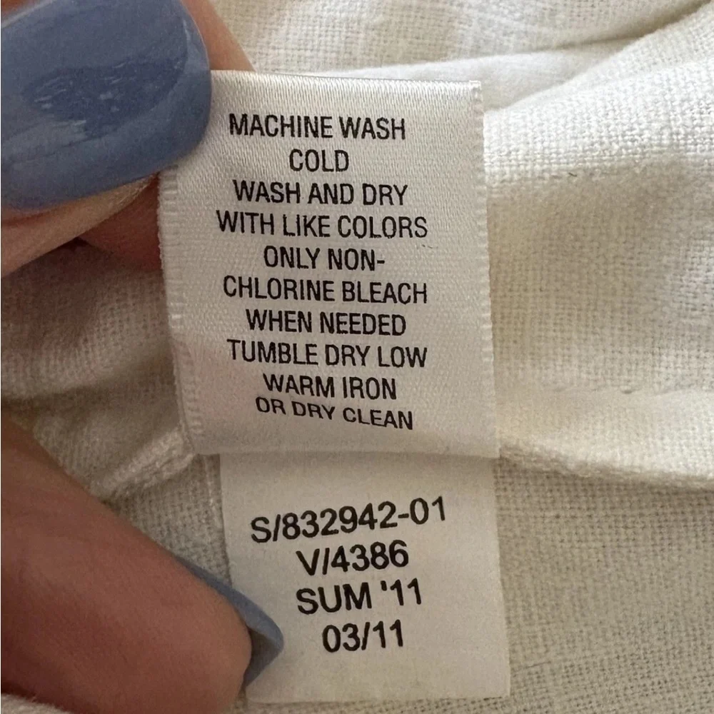 Banana Republic White Linen Cotton‎ Blend Pants Womens Size 12 (1567)